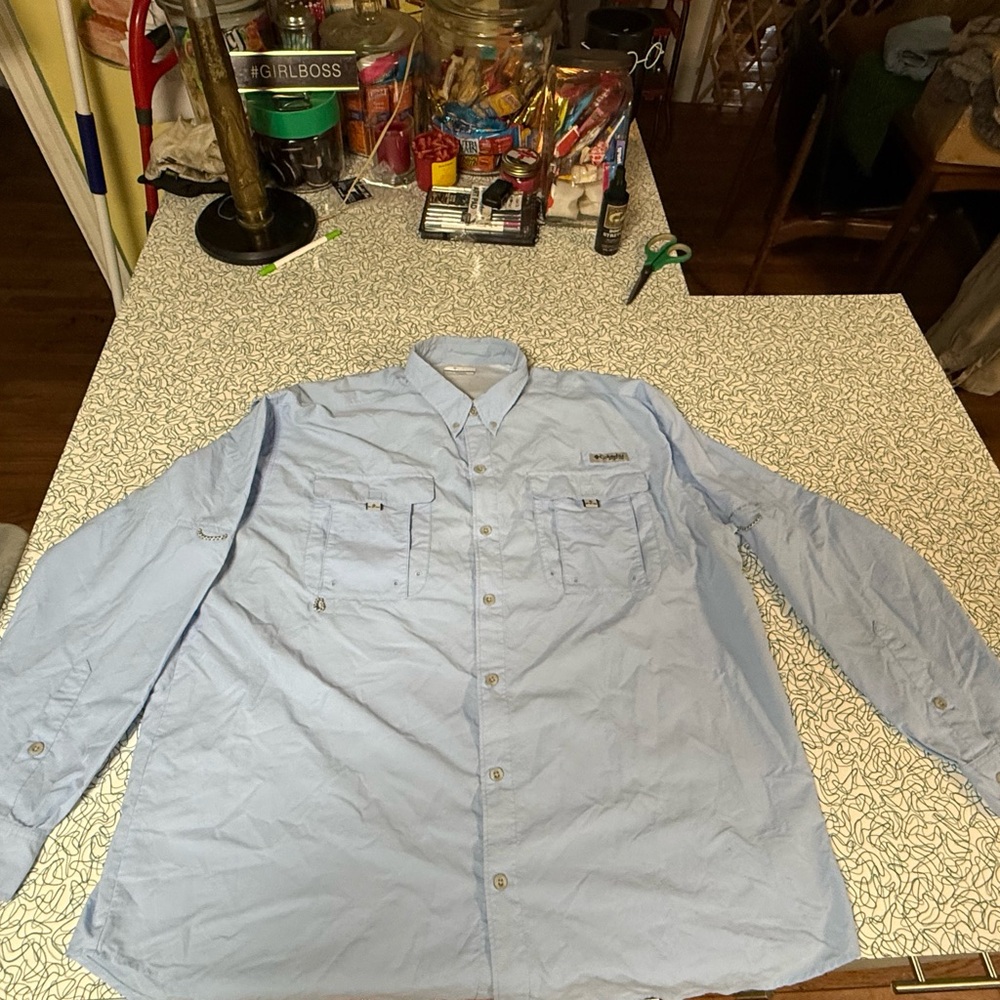Columbia  PFG Blue Mesh-Lined Shirt
